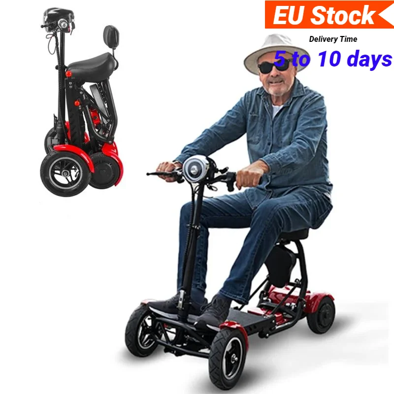 

EU Stock 4 Wheel Drive Mobility Scooters For Seniors Foldable Lightweight 500W 36V 10 Inch Folding Electric Scooter With 2 Seats