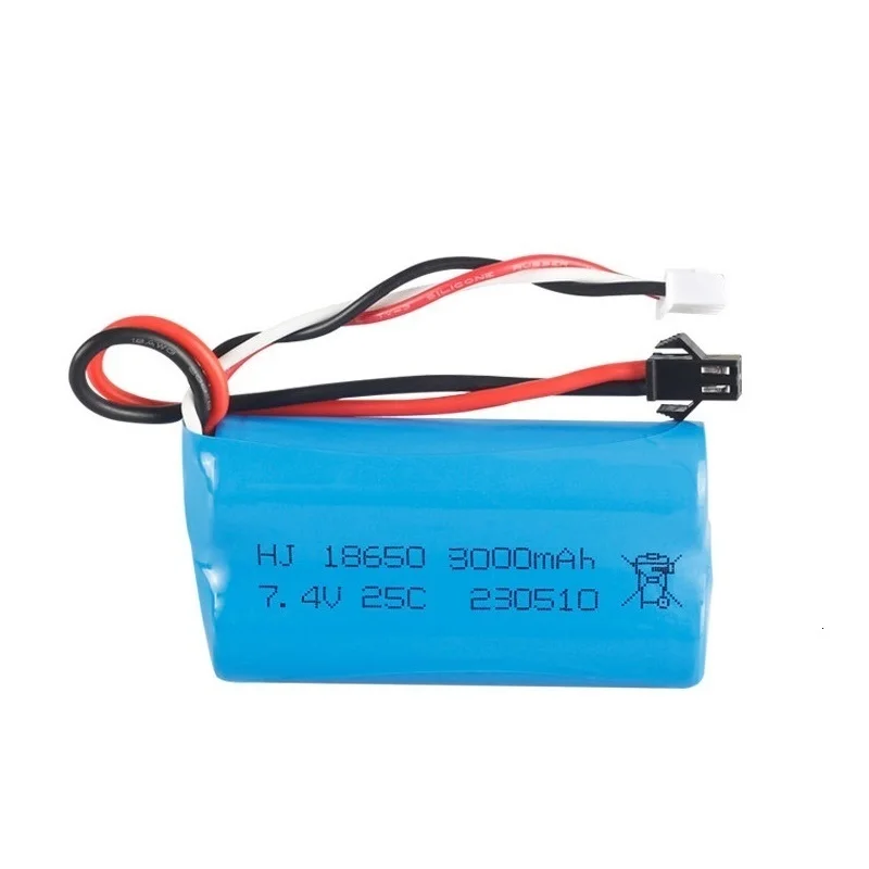 3.0Ah With SM Plug 7.4V 18650 Battery for WPL MN99S D90 U12A S033g Q1 H101 H103 Rc Boats Cars Tanks Parts 2s 7.4v Lipo Battery