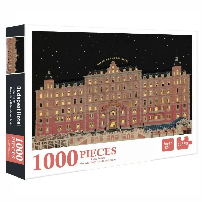 Adult Jigsaw Puzzle 1000 Pieces Budapest Hotel at Night 70*50cm Stress Relief Entertainment Toys Paper Puzzles Christmas Gift