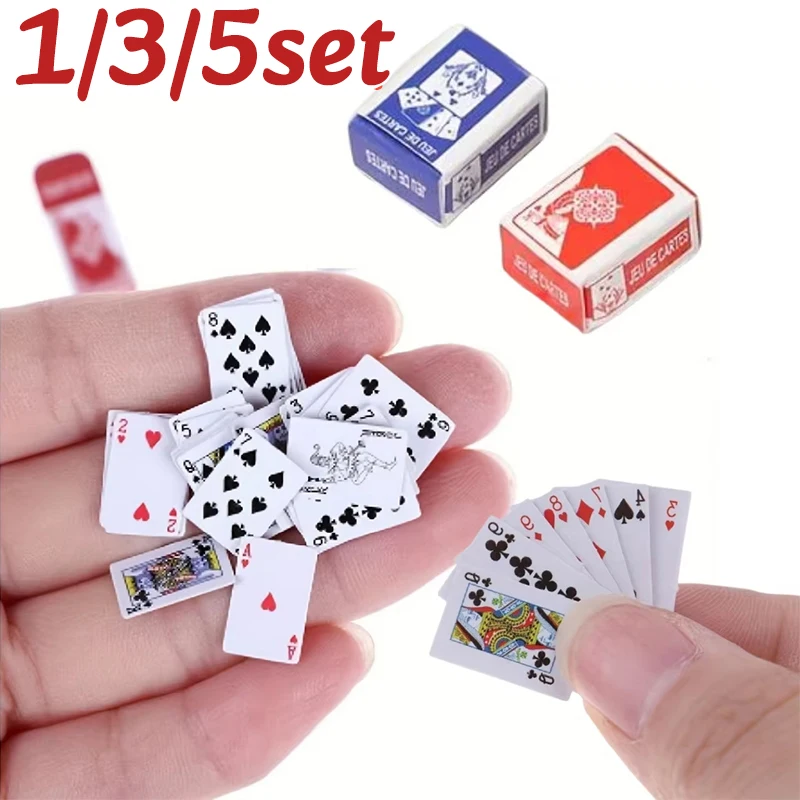 1-5 مجموعة المحمولة بطاقة البوكر الصغيرة مضحك لطيف أوراق اللعب الصغيرة للمراهقين الكبار السفر لعب لعبة حفلة مثالية مصغرة بطاقة البوكر #1