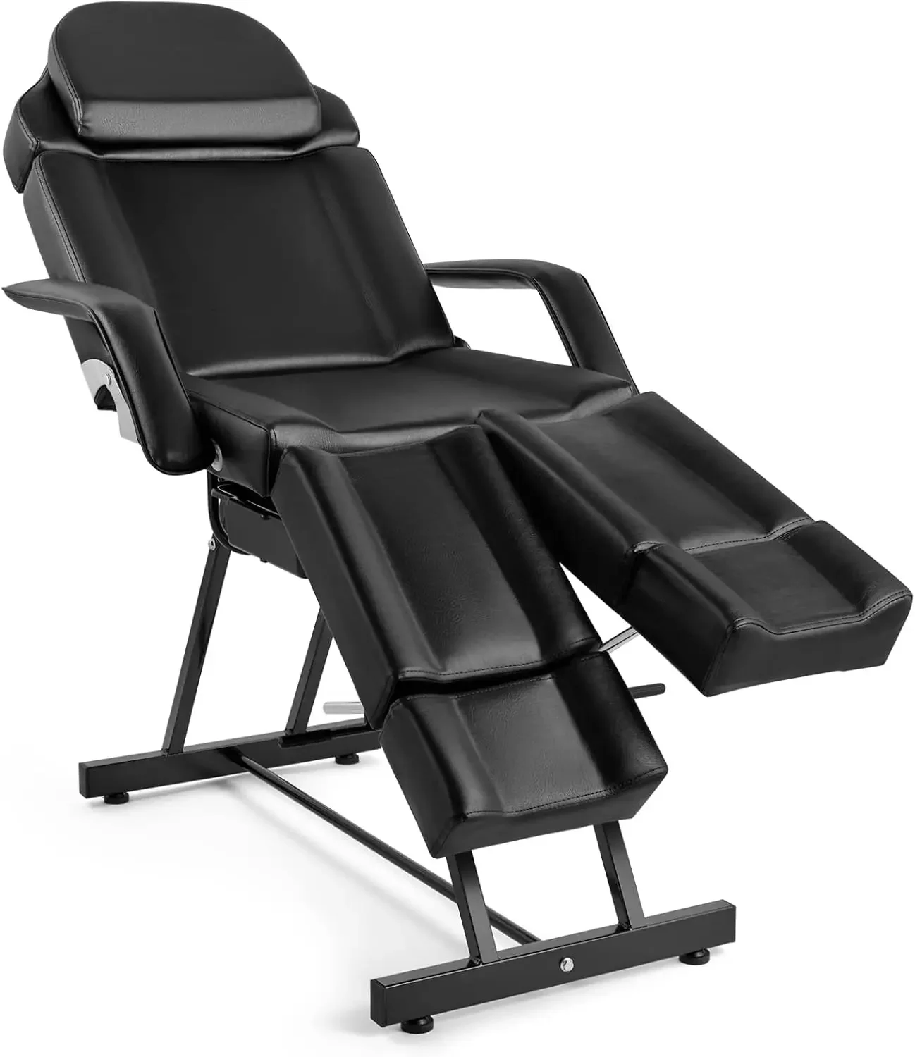 Massage Table Facial Bed Eyelash Extension Massage Bed with Tray, Split Footrests (Black)