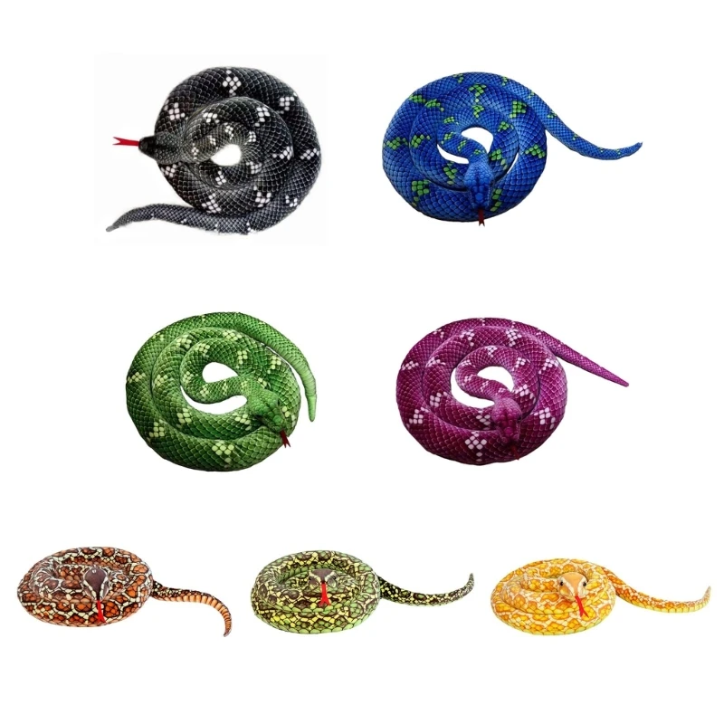 

Oversized Snake Toy Large Size Colorful Stuffed Animals for Halloween Prank Game