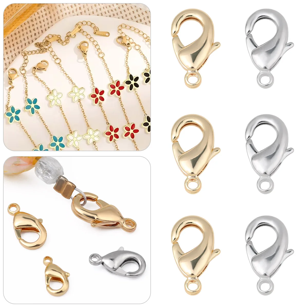 

1-2pcs 10 12mm Brass Gold Plated Lobster Clasp Hooks End Connectors for Necklace Bracelet Chain DIY Jewelry Making Findings