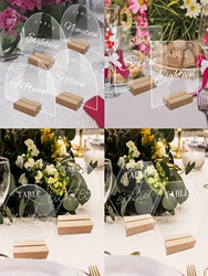 10PCS PMMA Party Direction Sign,Acrylic Wedding Table Sign With Wooden Base, DIY Blank Sign, Party Decoration Supplies