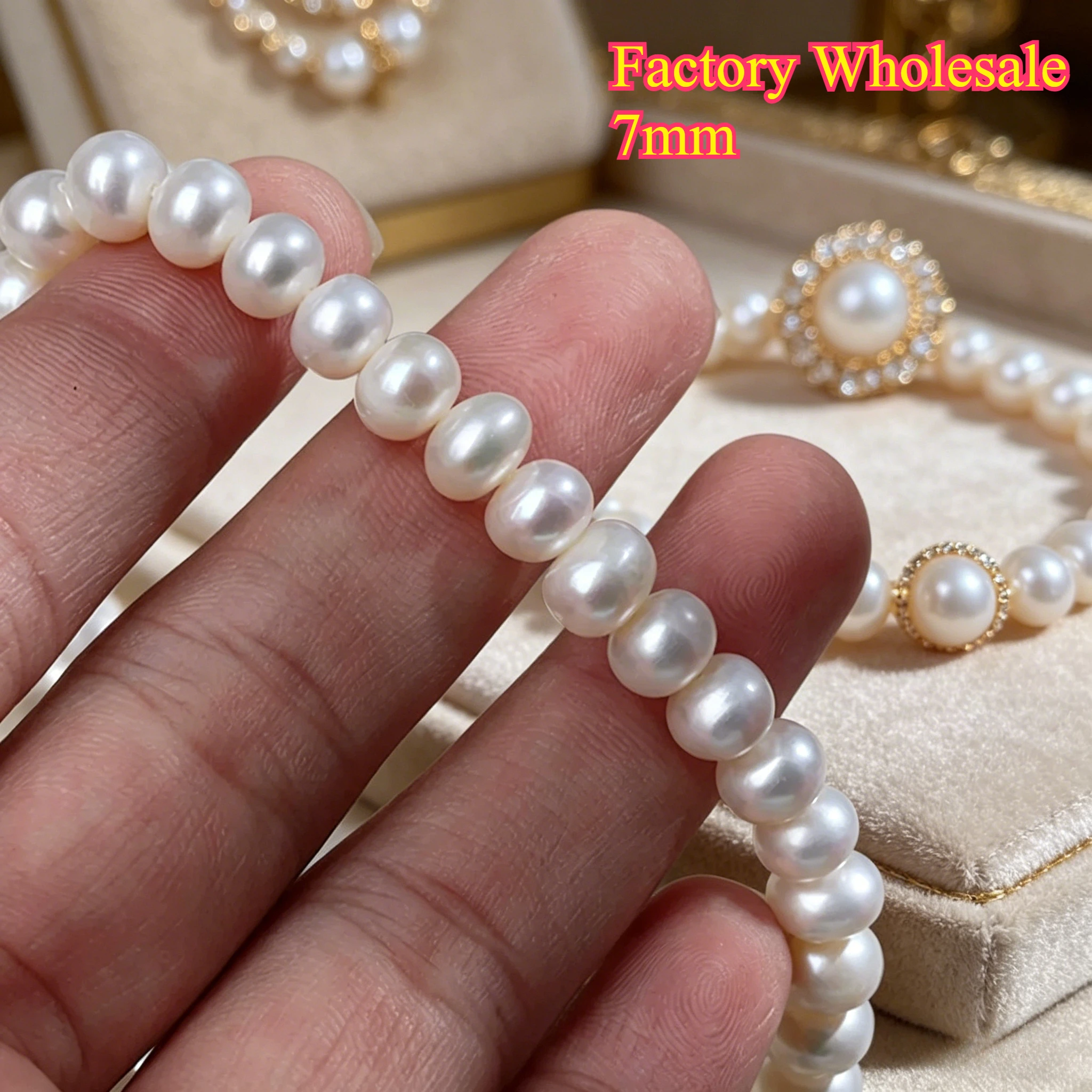 

7mm Factory Wholesale Natural Freshwater Pearl Four Side Light Bead Charms for DIY Women Men Necklace Jewelry Making Accessories