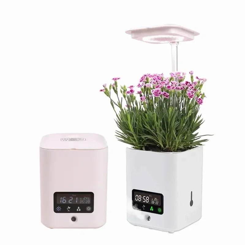 

Multi-functional Air Purification Humidifier Indoor Desktop Smart Flower Pot With LED Grow Light & Alarms Clock