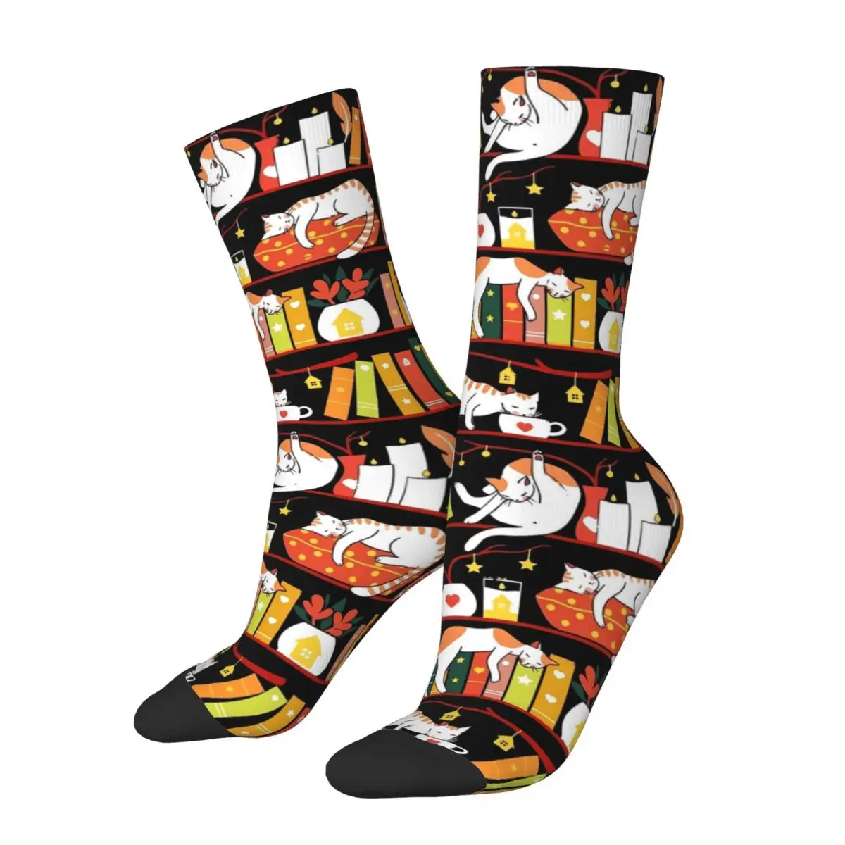 Library Cats Stockings Autumn Colour Version Design Funny Socks Autumn Anti Skid Socks Couple Running Sports High Quality Socks