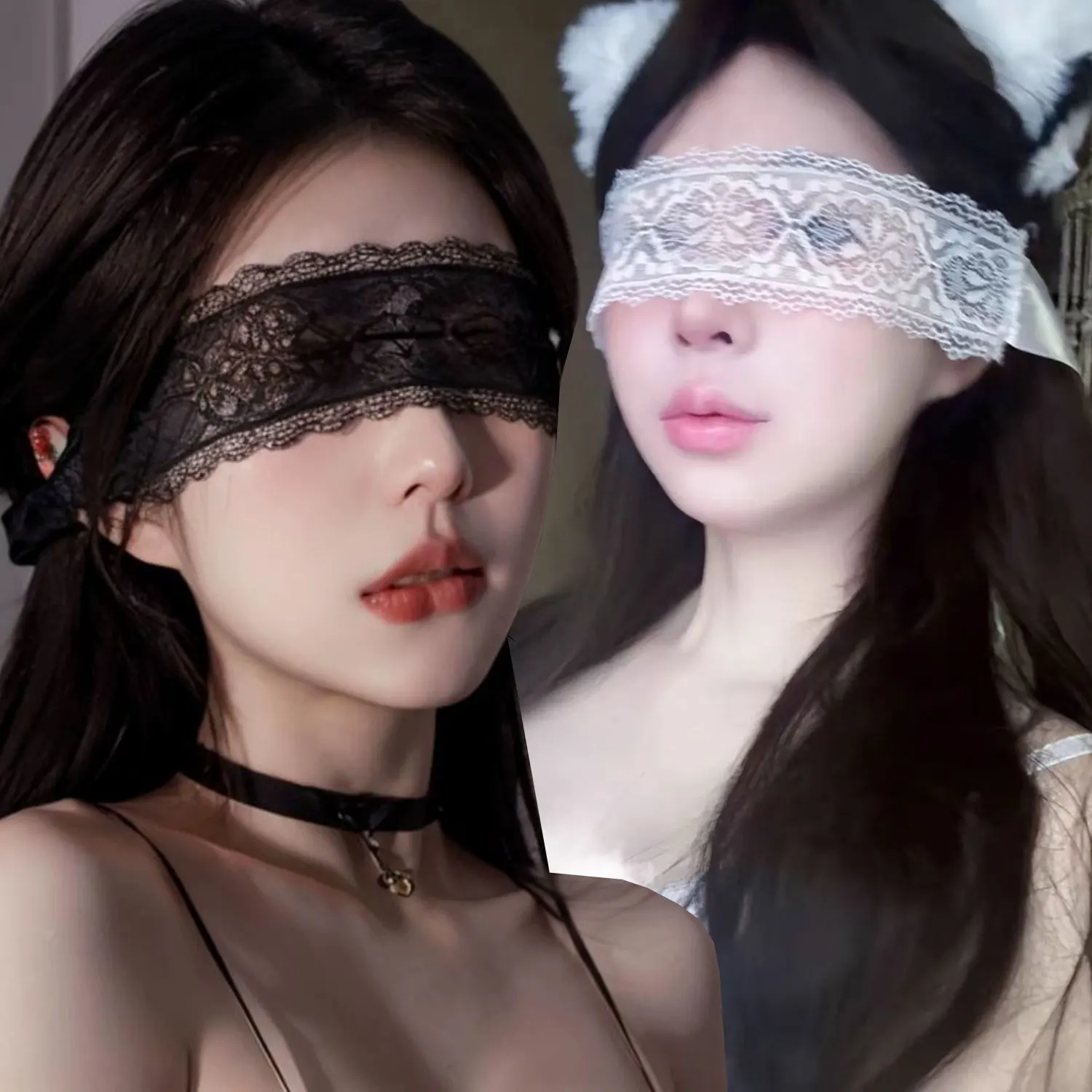 2 個ファッションレースアイマスク中空アウトシースルー目隠しパッチアイカバー調節可能なパーティークラブ小道具マスクゲームアクセサリー
