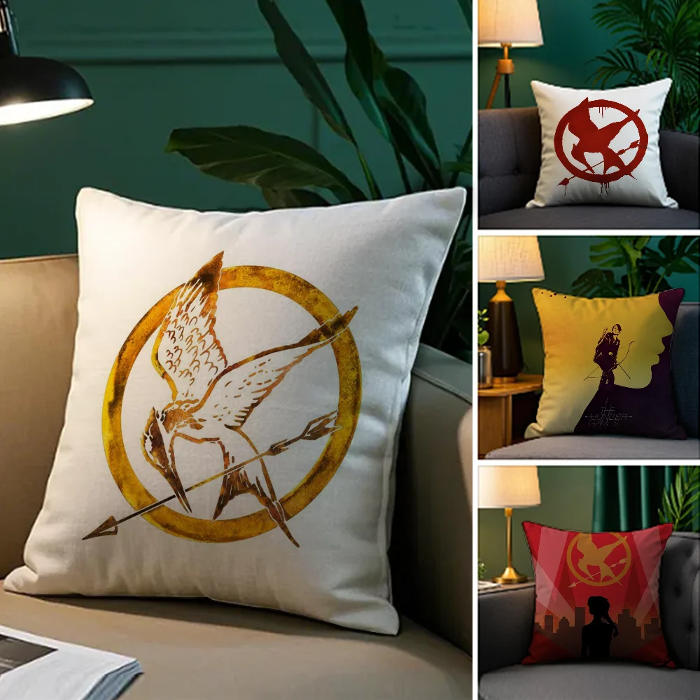 The H-Hunger Games Kissenbezug, Plüschstoff, weich, doppelseitig bedruckt, Sofa-Kissenbezug, Überwurf-Kissenbezüge