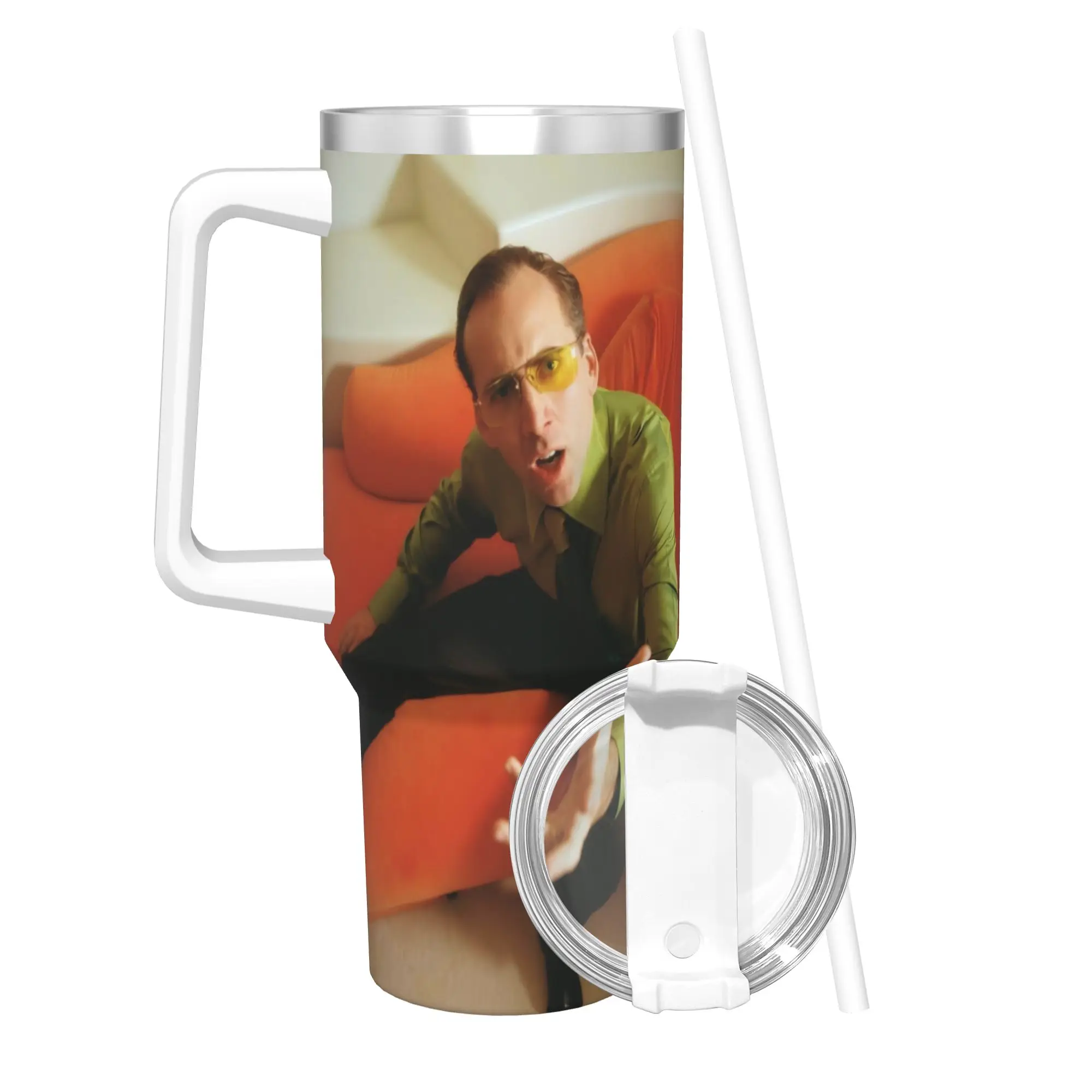 Nicolas Cage Tumbler 40oz Stainless Steel Double Wall Vacuum Insulated  Tumblers Cup With Straw