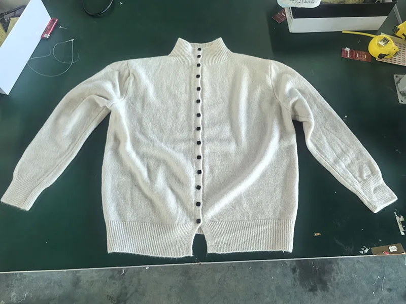 Herbst Winter Strickjacke für Frauen Mode Button-Up Stehkragen Pullover Frau Hohe Qualität Weiche Grau Jersey Strickjacke – Detail 3