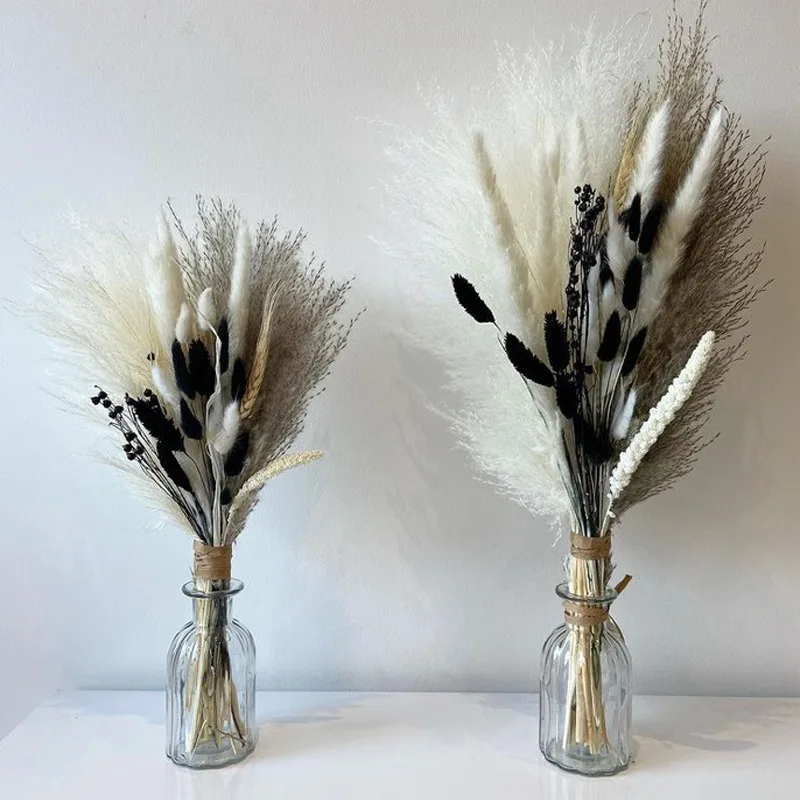 Natural Dried Flowers Rabbit Tail Grass Reed Pampas Wheat Ears  Bouquet Wedding Decoration Hay for Home Bohemian Party