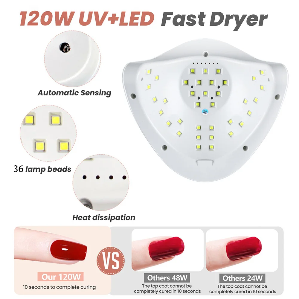 X5 max uv gel lâmpada do prego 120w uv secador de unhas luz led para gel polonês-4 temporizadores profissional secador de unhas gel polonês luz