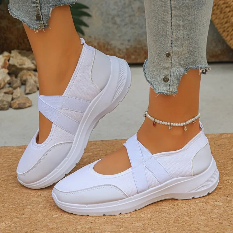 Atmungsaktive Flache Schuhe für Damen, Frühling/Sommer, Übergröße 43, Slip-On-Plateau-Sneaker, bequeme, weiche, rutschfeste Freizeitschuhe für Frauen – Detail 3