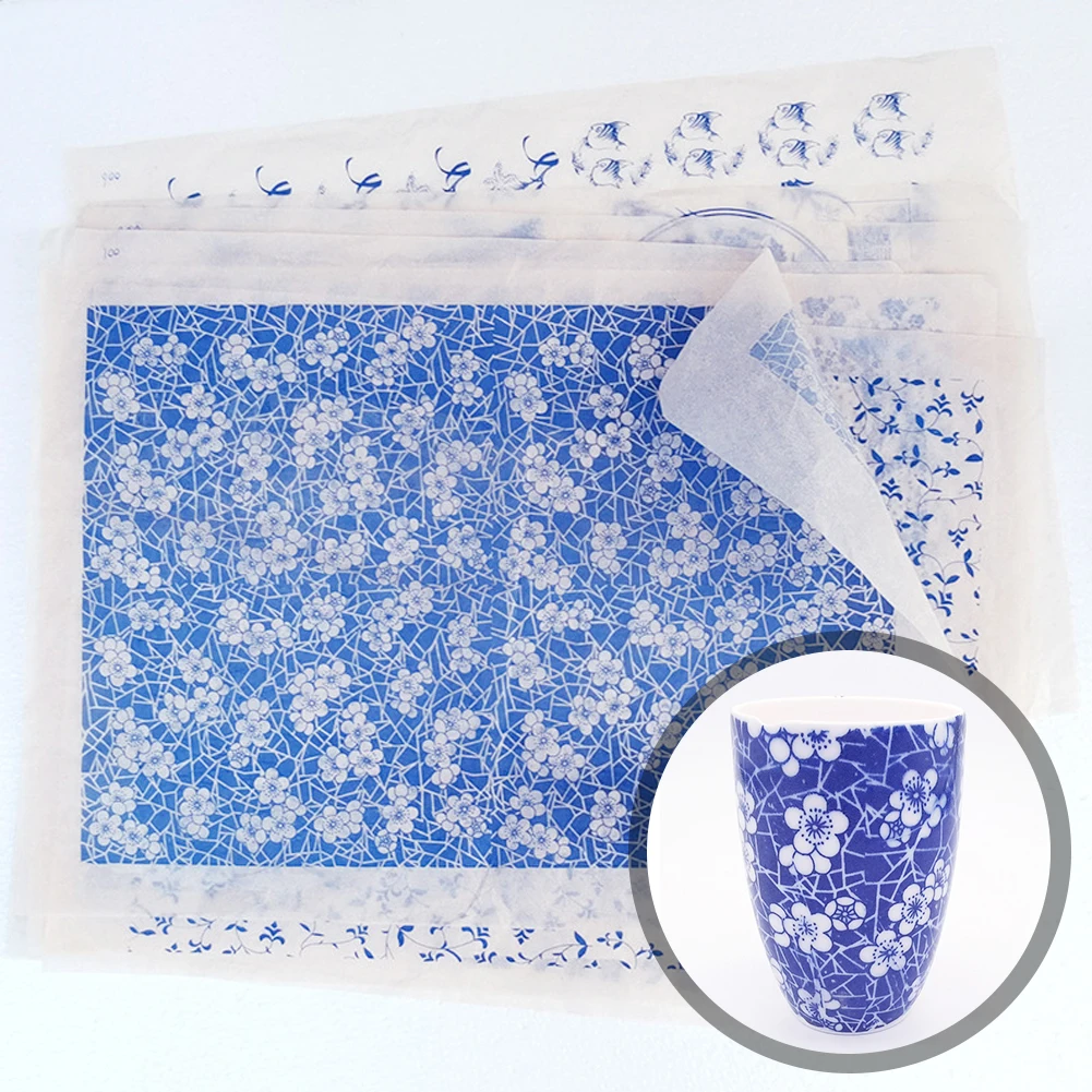 Multipattern Optionele Diy Aardewerk Porselein Ambachtelijke Overdracht Papier Aardewerk Afdrukken Transfer Papier Blauw-Wit Onderglazuur Papier