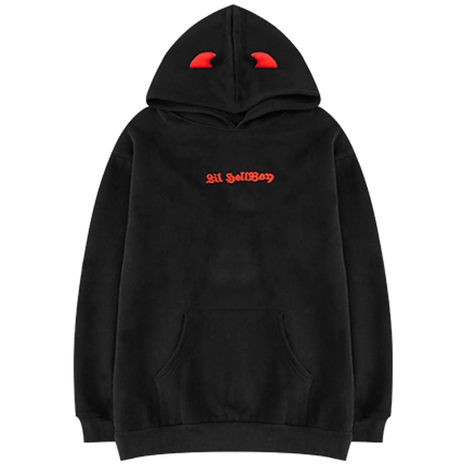 

Little Devil'S Wings And Ears Hoodie Red And Black Contrast Women Y2k Street Fashion Trend Sweatshirt Couple Casual Loose Hoodie