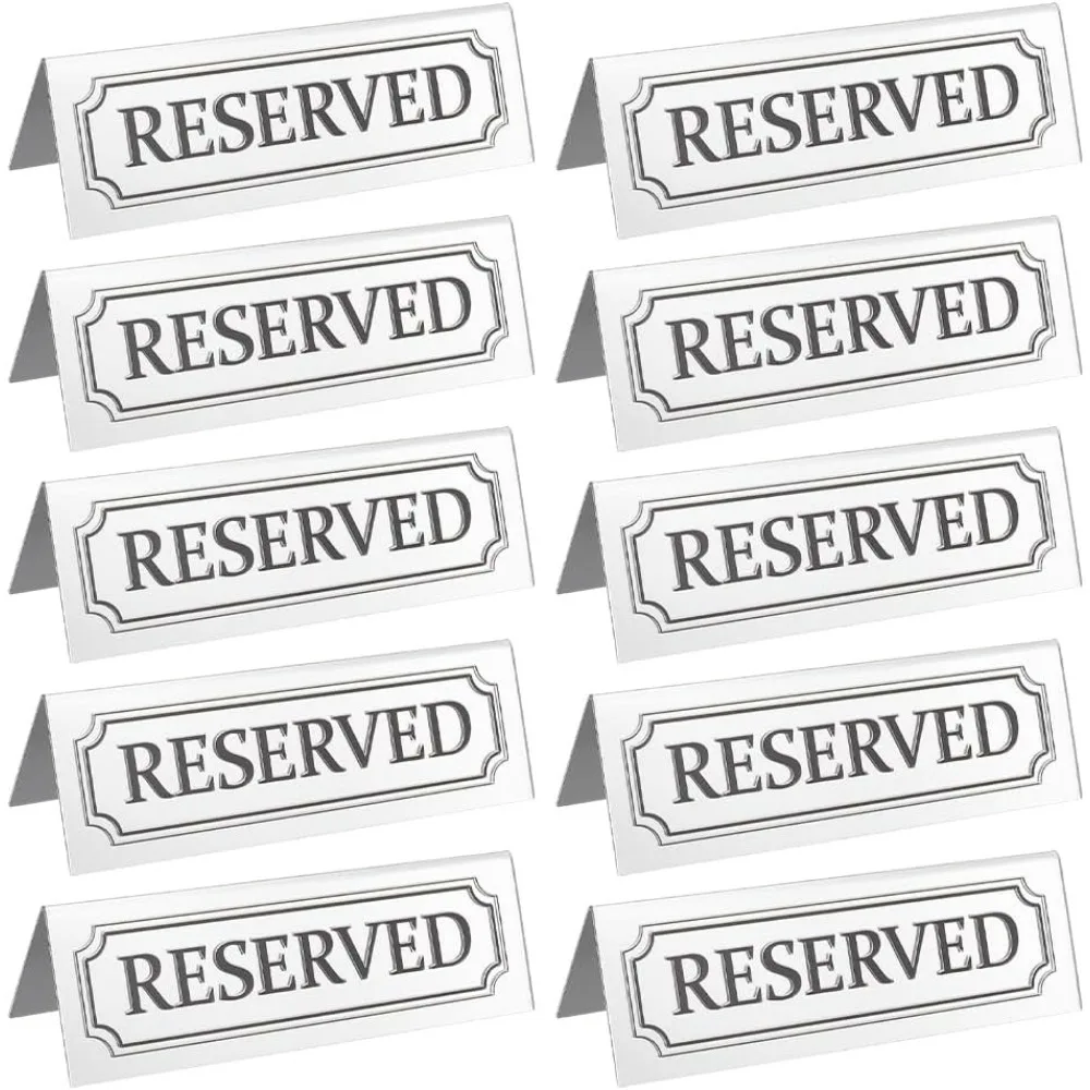 10 Pcs Reserved Table Signs 6x2x1.8 inch Acrylic Table Top Reserved Sign Reservation Seat Signs Double-Sided Reserved Seat