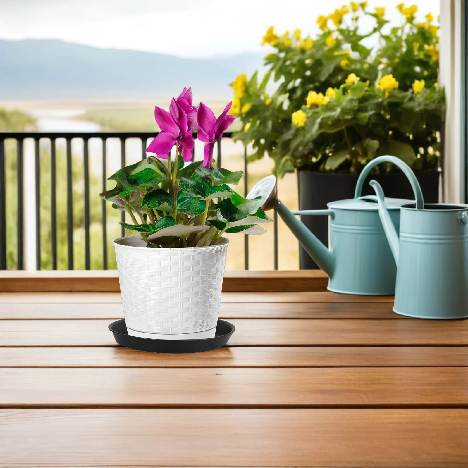 4Pcs Flowerpot Base Tray Black Circular Plastic Planter Drip Trays Indoor Plant Saucer Plates Flower Planter Saucers
