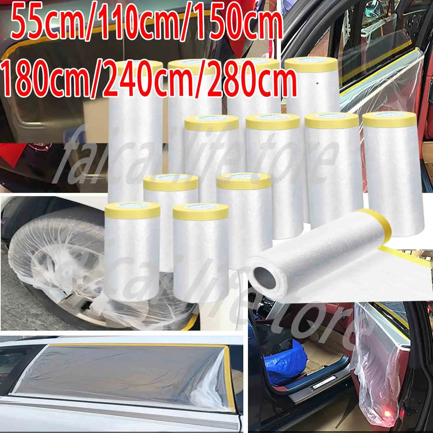 Pre Taped Masking Film Painters Plastic Sheeting Film Tape Car Paint Masking Film Automotive Painting Covering Furniture Tapes