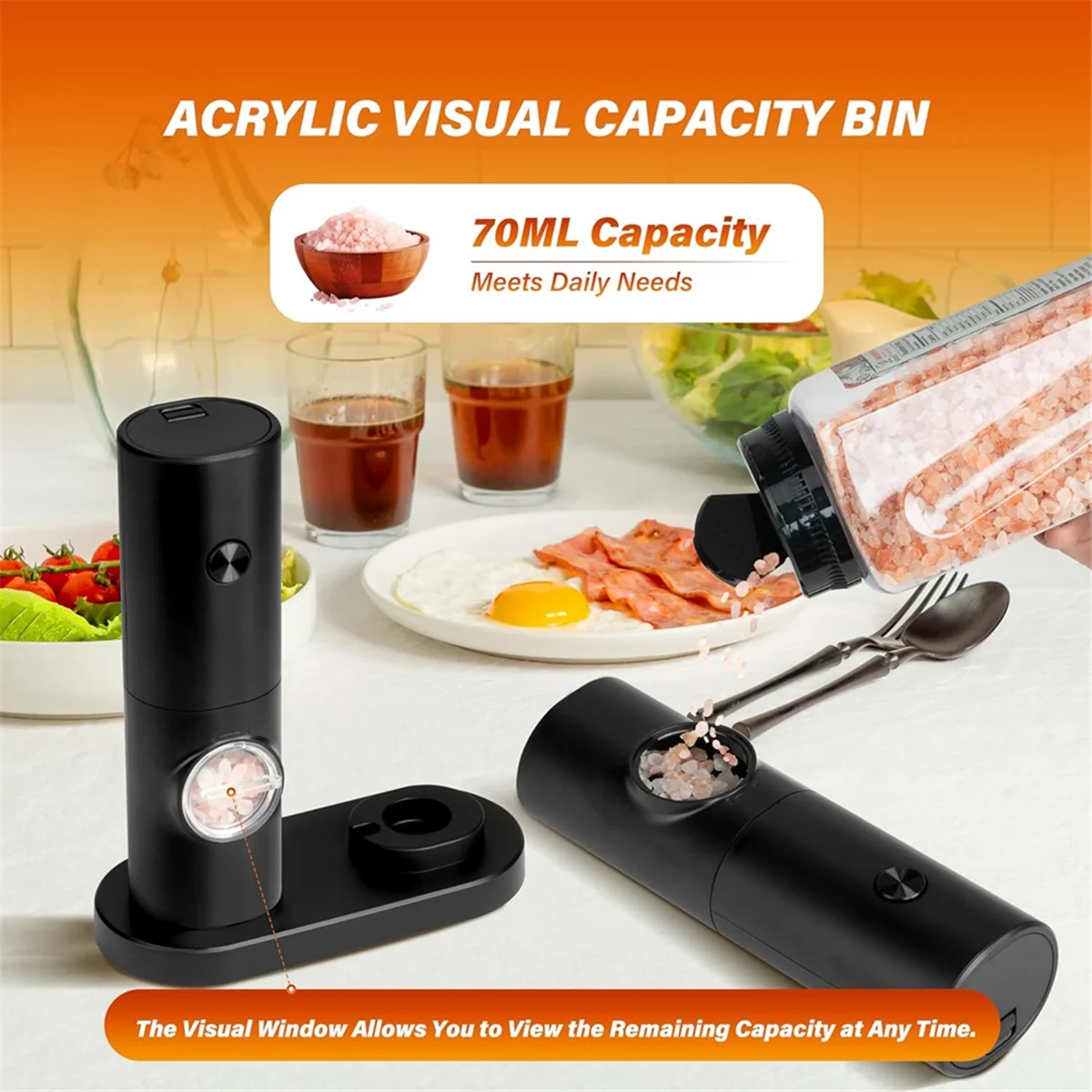 Electric Salt and Pepper Grinder Set, Single Hand Adjustable Coarseness, Battery Powered with Stand, Seasoning Tools HOT