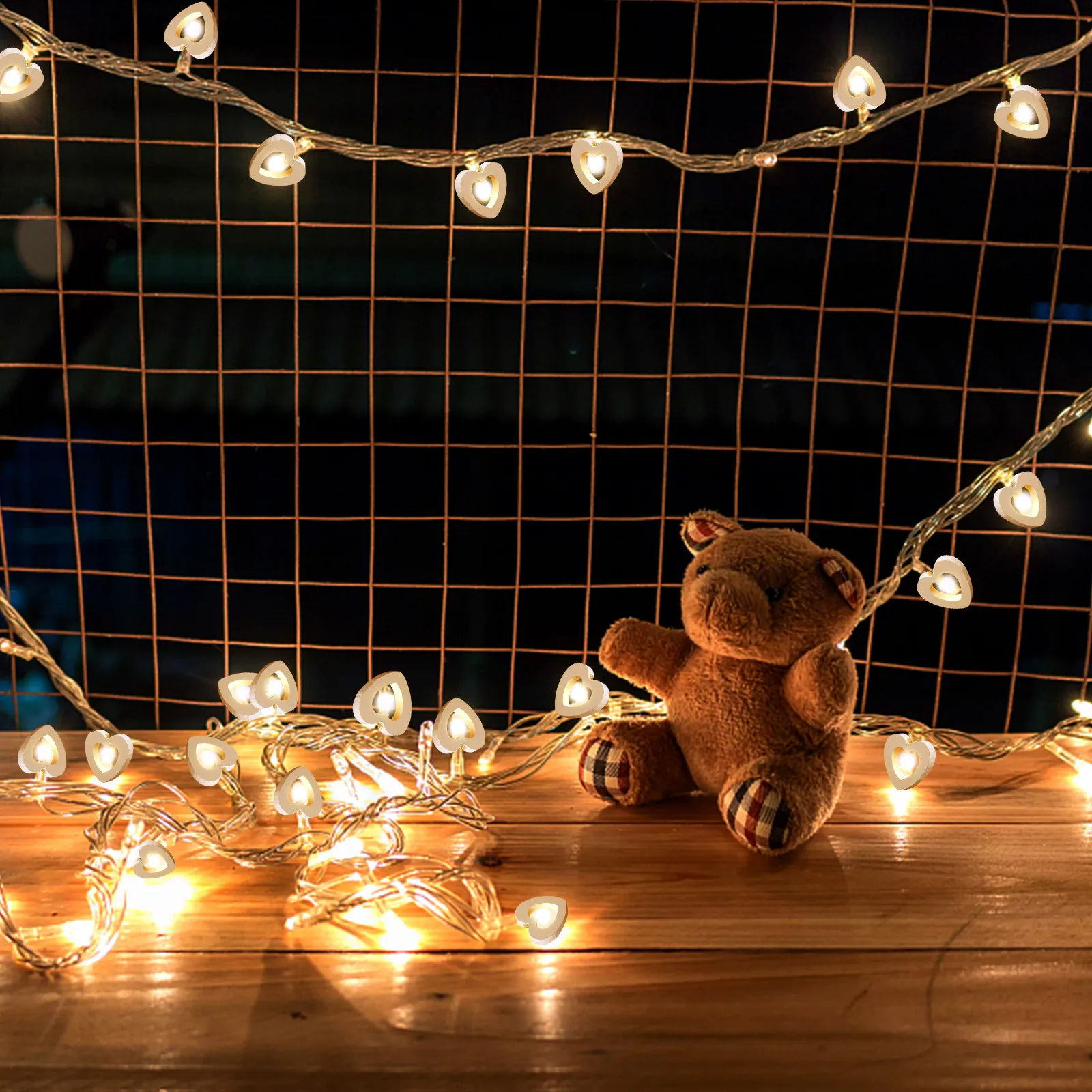 

1 шт. светодиодная гирлянда в форме сердца, романтическая декоративная лампа-гирлянда, атмосферный светильник для вечеринок, украшение для праздников