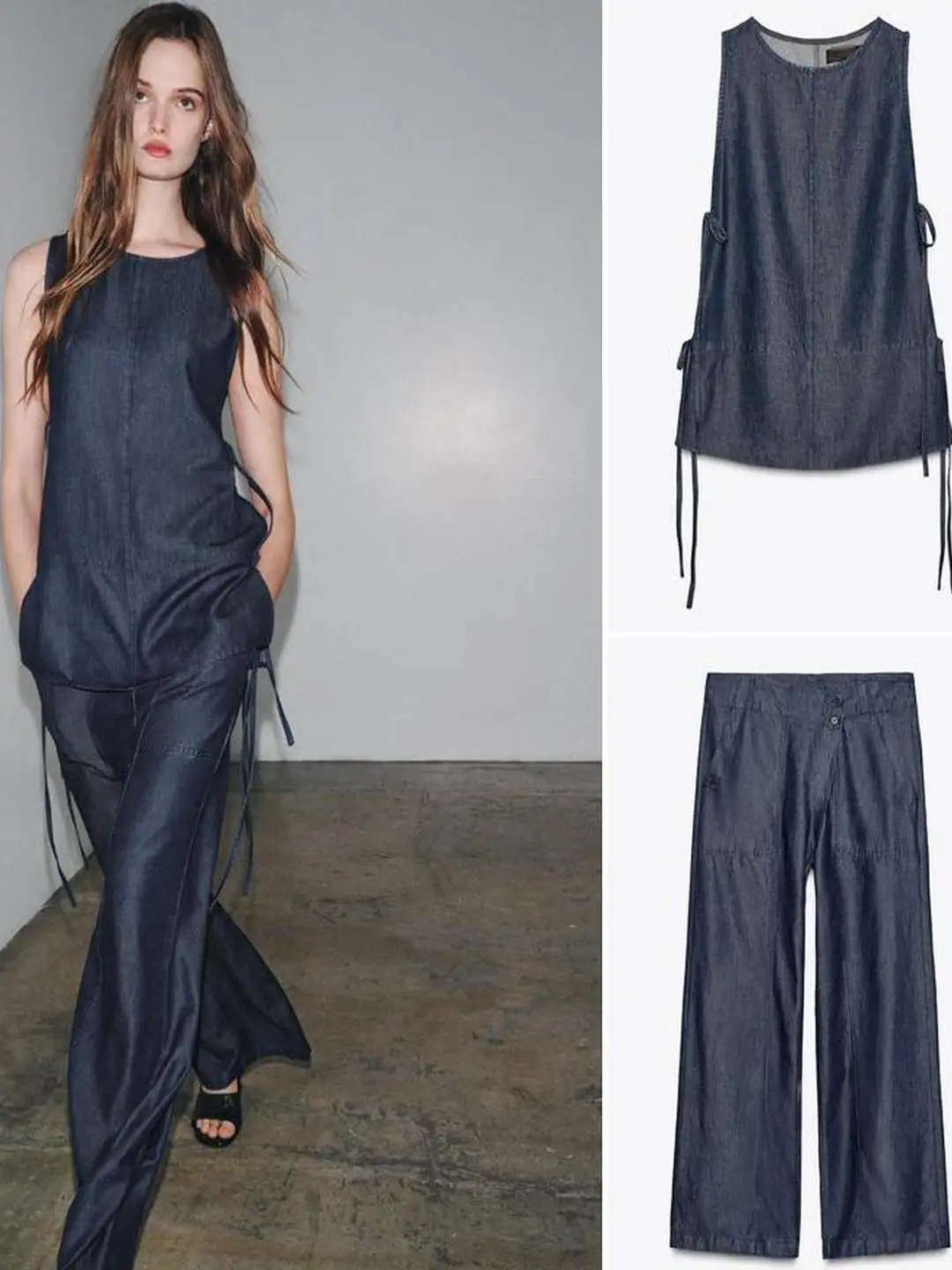 Cleanfit taille haute taille croisée Denim jean noeud décoré PVC matériel grande taille femmes Faion automne Collection