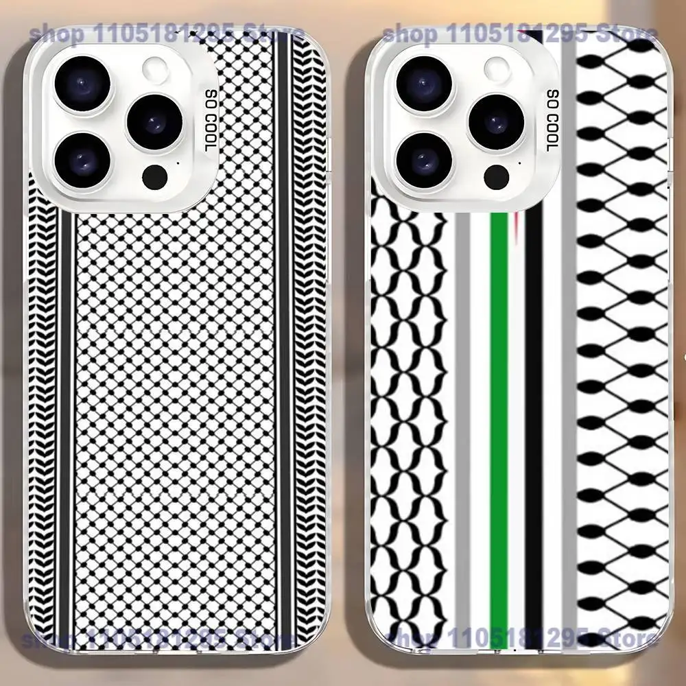 

Keffiyeh P-Palestine-S Phone Case For iPhone17,16,15,14,13,12,11,Mini,Pro,SE,MAX,plus,White Matte Shockproof Cover
