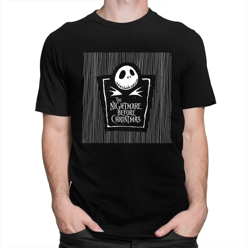 Horror Movie Christmas Skull Jack T Shirt Men Short Sleeved Pure Cotton T-shirt Summer Tim Burton Film Tee Tops Fashion Tshirts