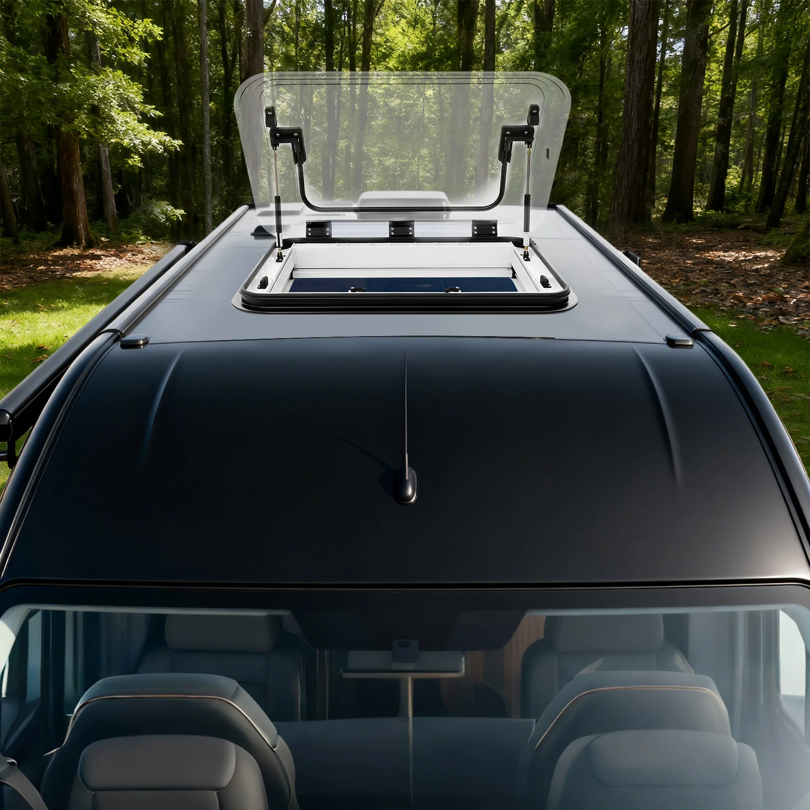 70 ° كشاف LED مفتوح RV مع مظلة وحشرات، مقاس 30-60 مم، نافذة سقف من سبائك الألومنيوم للتهوية والإضاءة الليلية #1