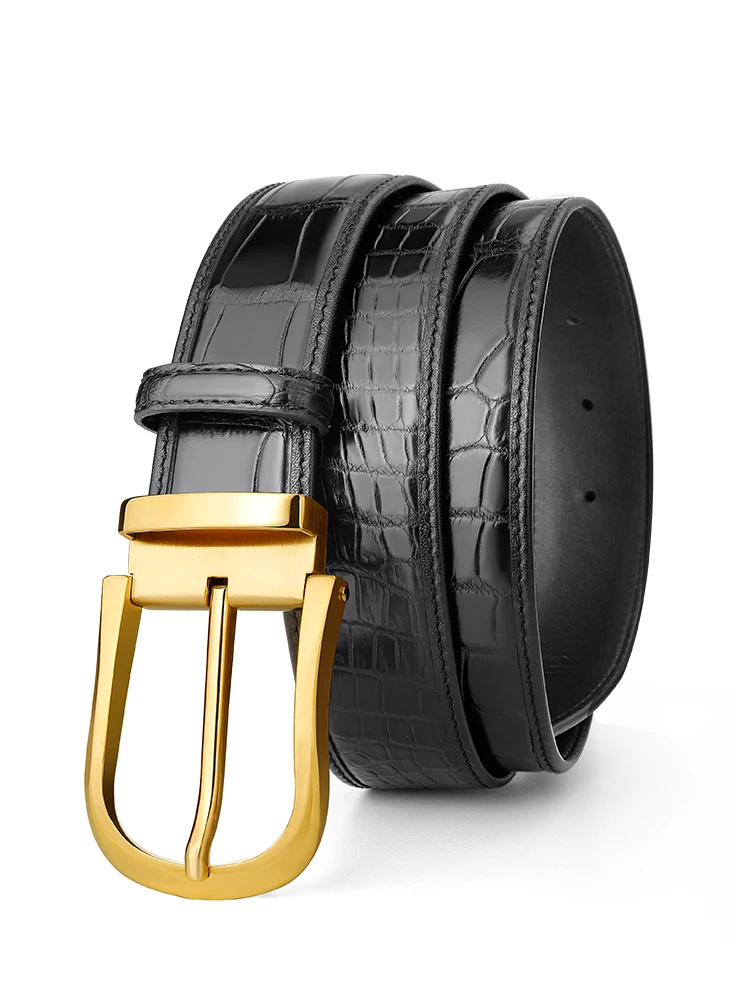 Thai crocodile belt men's year of life Red belt Business men's high-grade leather automatic buckle belt