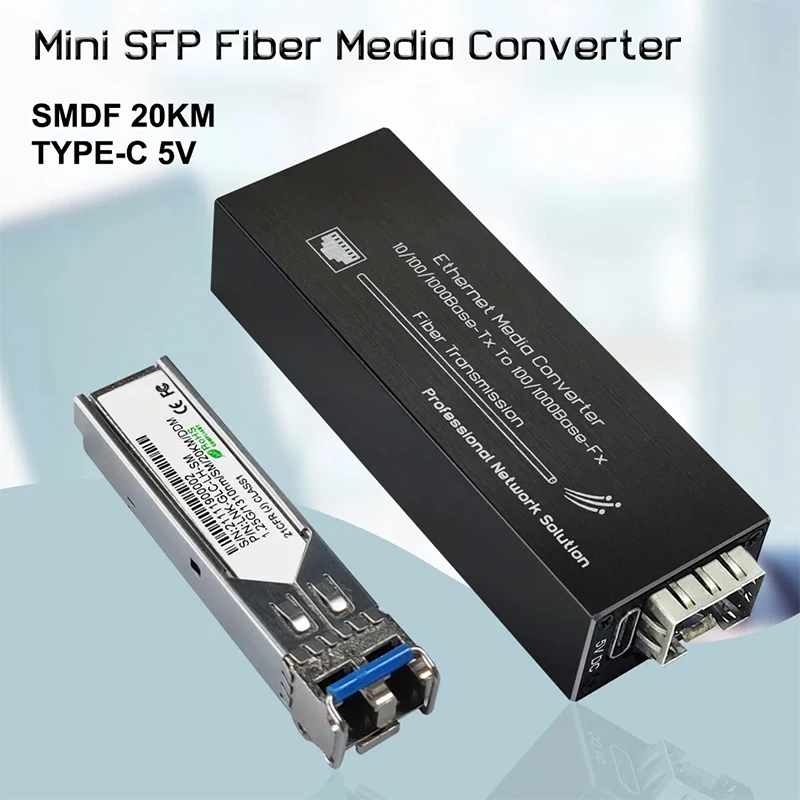 Mini Gigabit SFP Media Converter 10/100/1000Mbps Ethernet to SFP Fiber Optical Media Converter RJ45 to Fiber