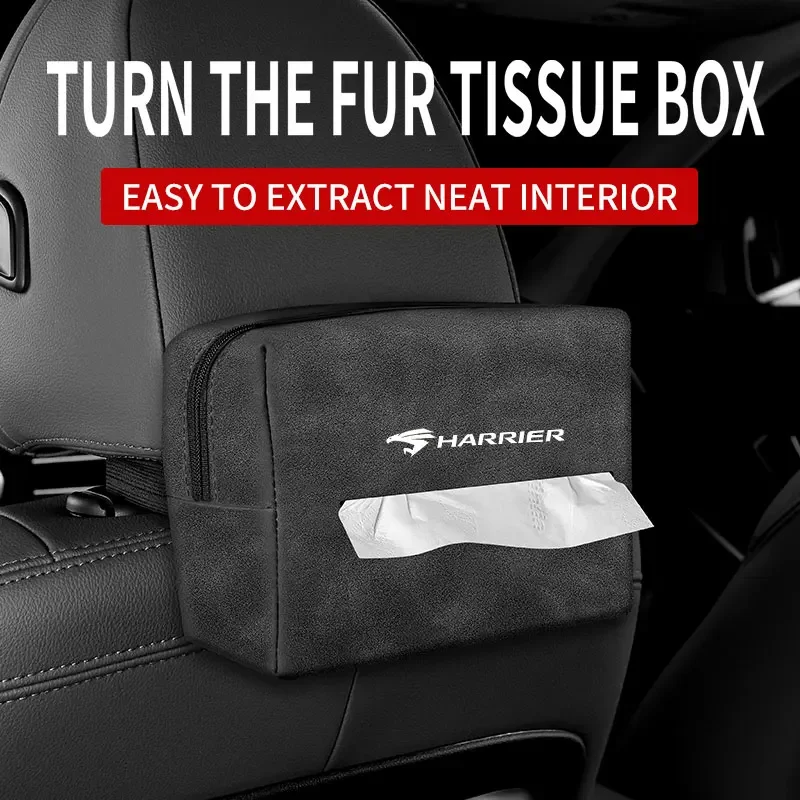 

Pop Car Suede Tissue Bag Protector Cover For Toyota Harrier Car Seat Back Tissue Box Interior Accessories