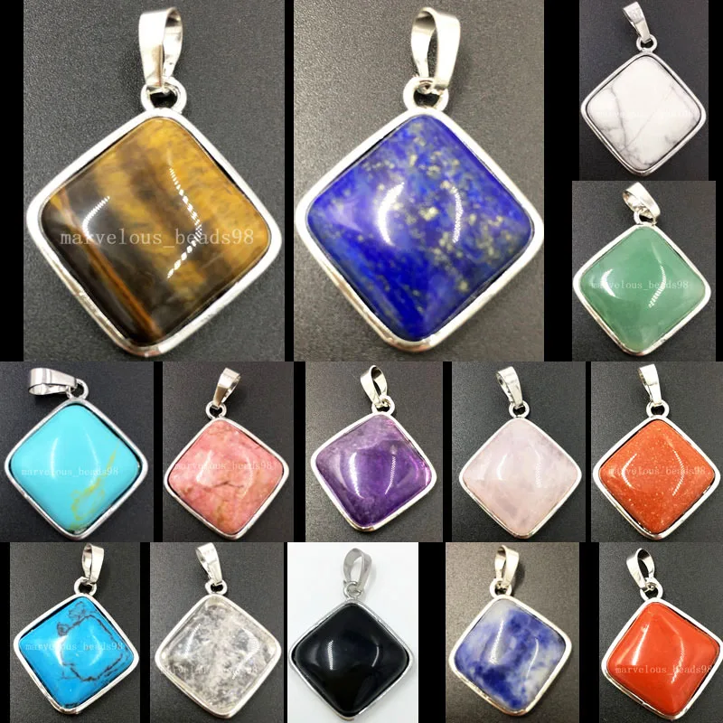 Lapis Lazuli Tigers Eye Aventurine Opal Howlite Crystal Blue Sand Goldstone  Jaspe Carnelian Women Men Pendant Bead WB558
