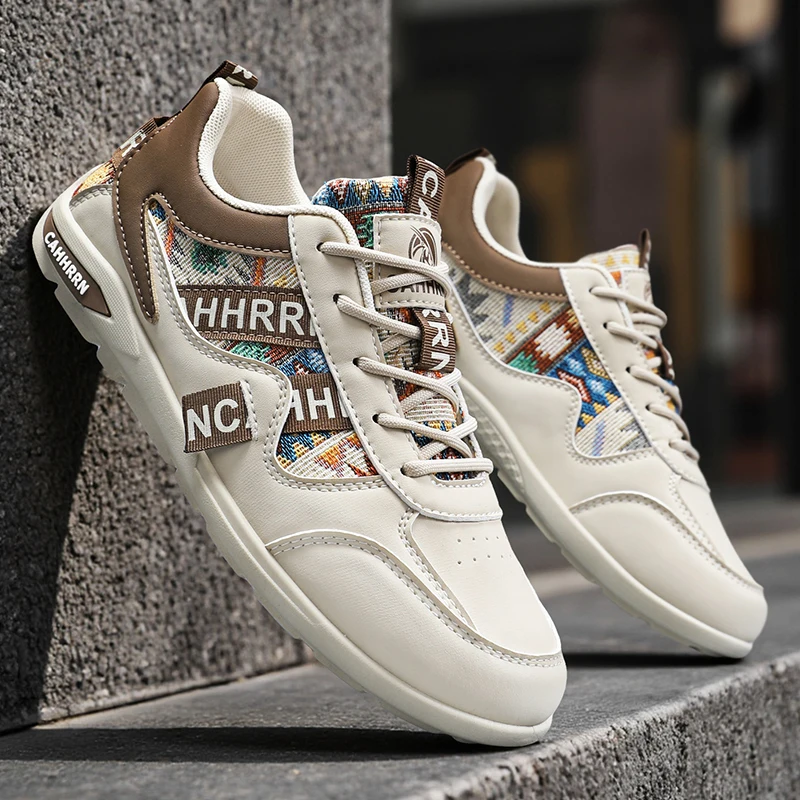 Men\'s Fashion Casual Sports Shoes Lace up Board Shoes Breathable Student Trendy Sneakers Outdoor Running Shoes Male Footwear