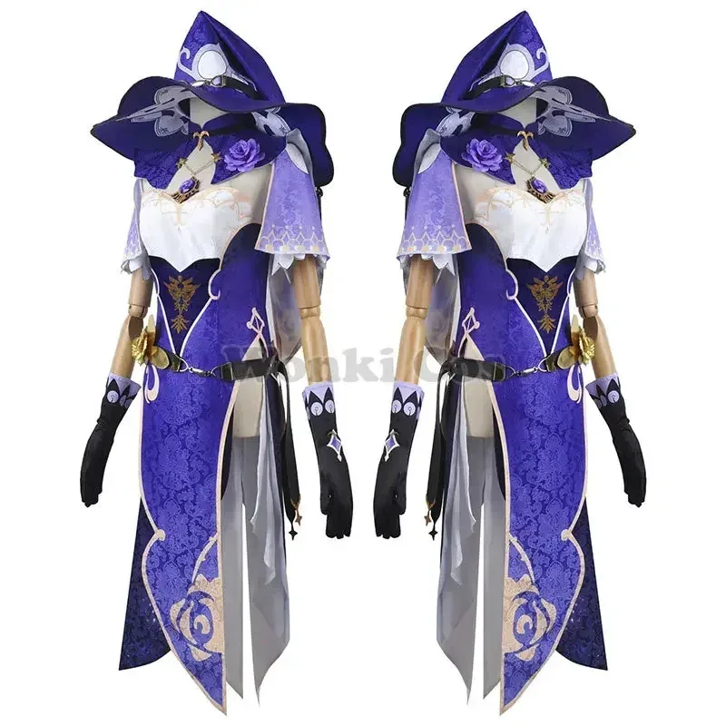 Lisa คอสเพลย์เครื่องแต่งกายชุด Mondstadt Lisa วิกผม Party Impact เครื่องแต่งกาย Lisa หมวกถุงน่องชุดสตรี