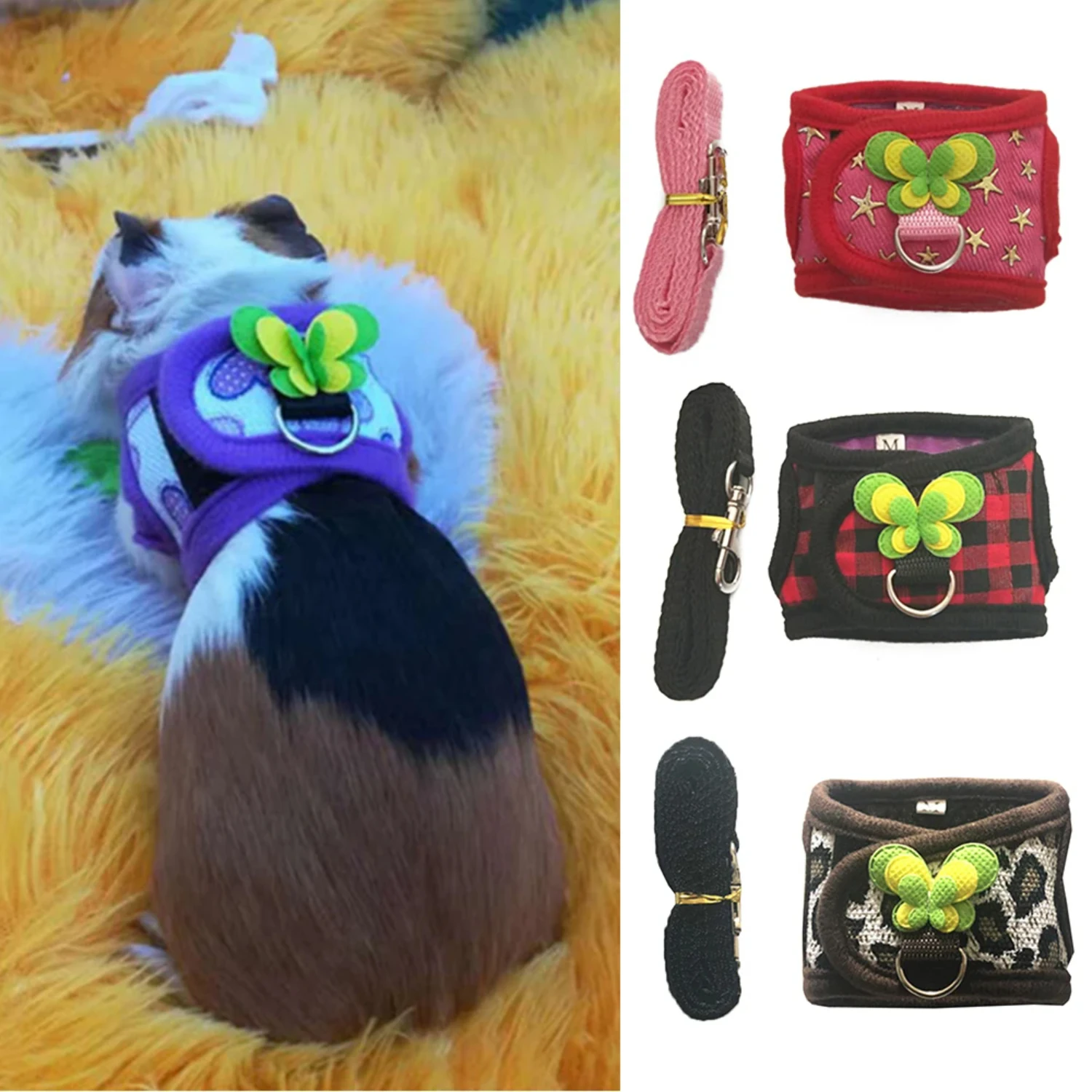 

Outdoor Anti-Bite Pet Traction Rope Adjustable Leash Set Chest Strap Chest Harness Hamster Rabbit Mouse Parrot Bird Harness Vest