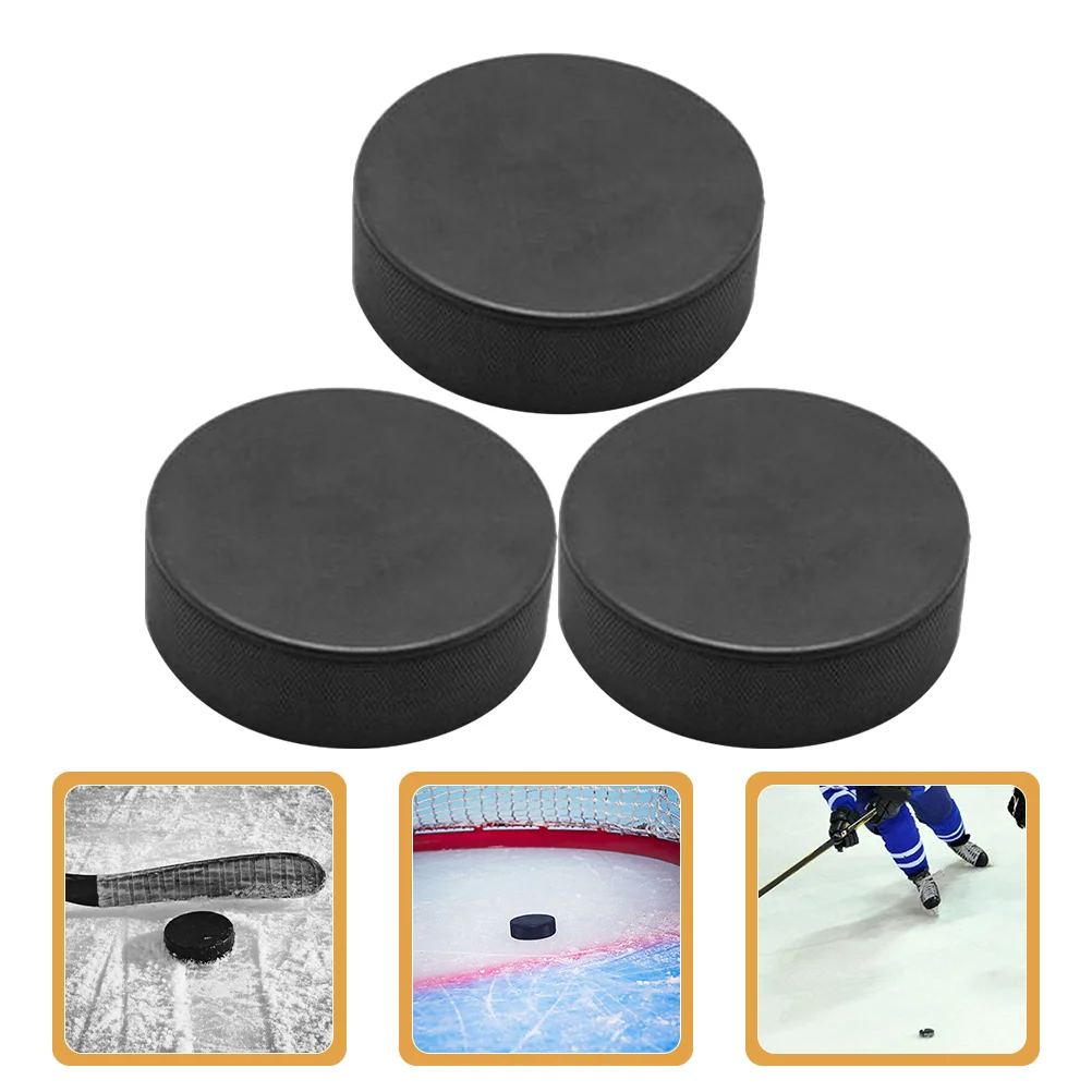 

3 Pcs Hockey Training Supplies Ice Ball Sports 750X750X250CM Supply Puck Indoor Small Black Balls Pucks Fitness