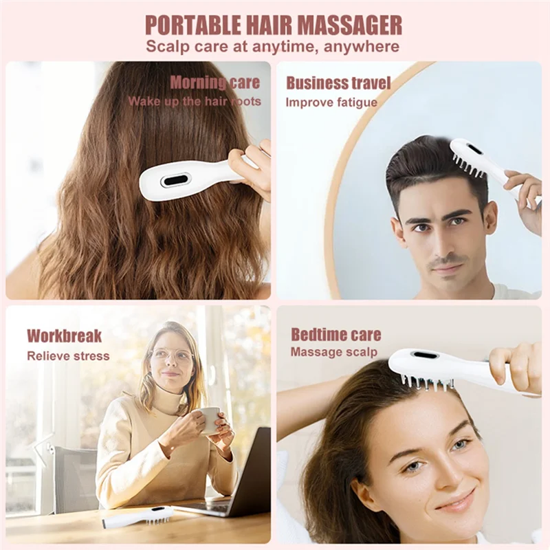 LITE-مشط تدليك الساق الكهربائي، أداة توزيع زيت الشعر، مدلك فروة الرأس لعلاج نمو الشعر، زيت أساسي سائل