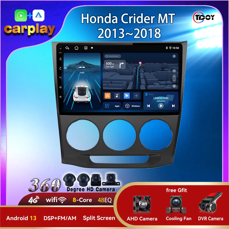 

Carplay Android Auto Autoradio For Honda Crider MT 2013-2018 GPS Navigation Bluetooth Multimedia Automotive Stereo DSP FM Radios