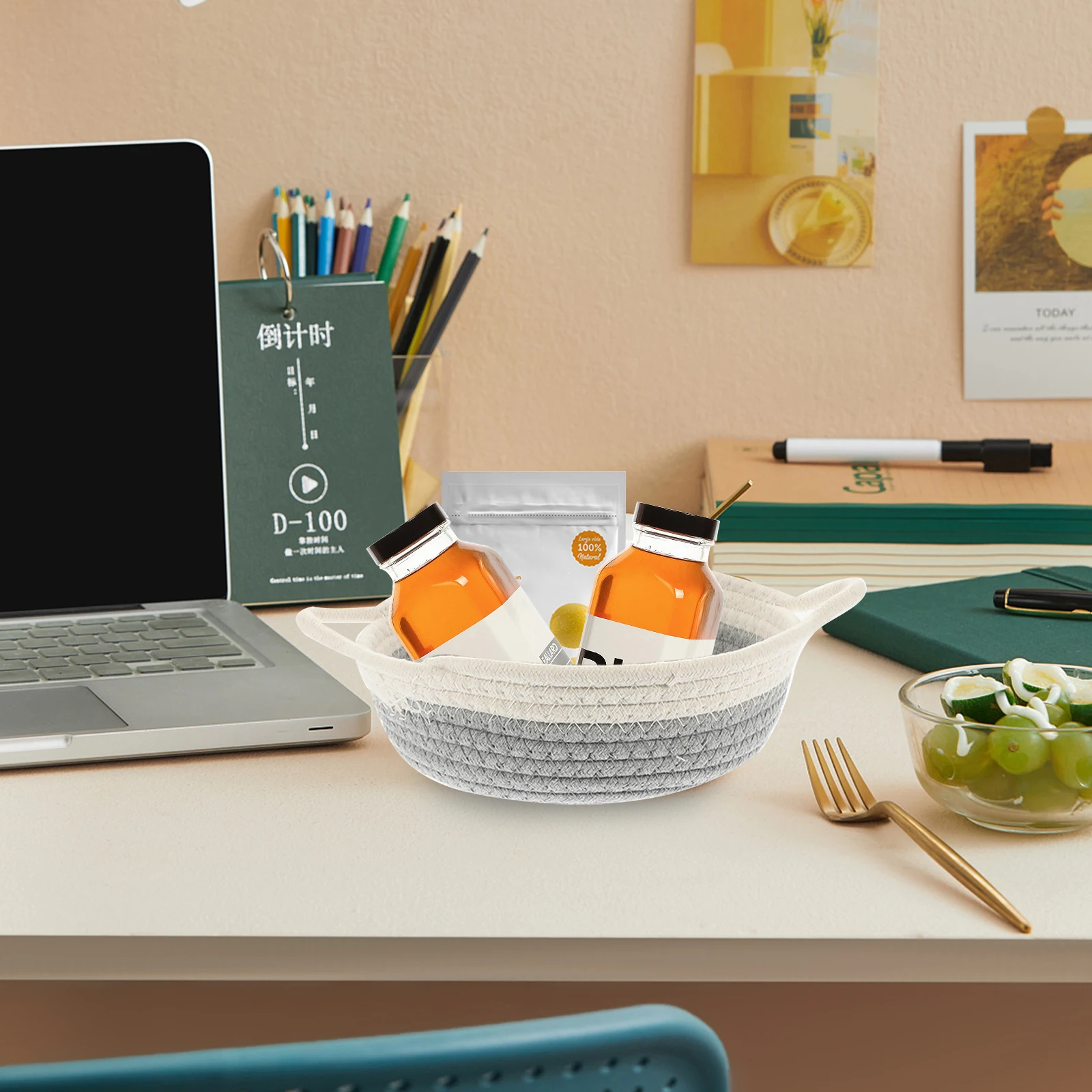 

Cotton Rope Woven Basket Multi-Color Storage Baskets for Home Kitchen Bathroom Organization Decorative Sundries Organizer