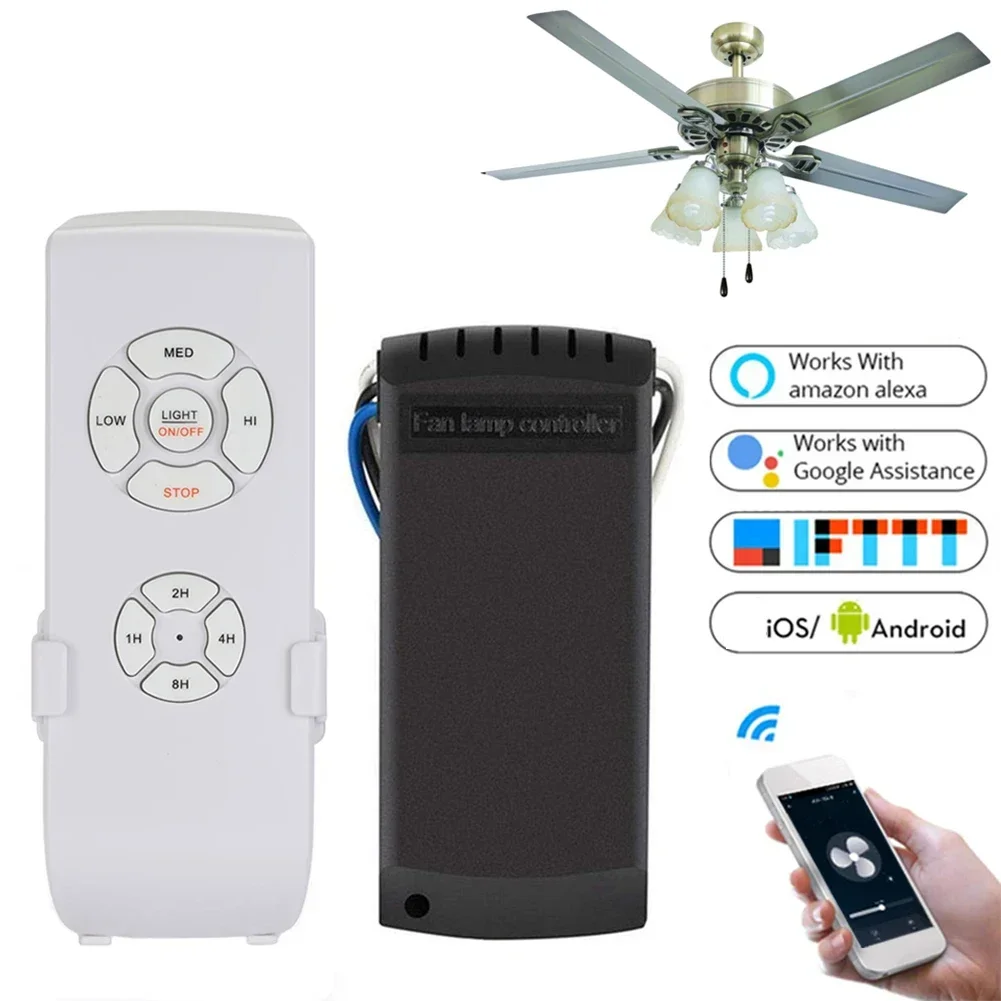 

Smart Ceiling Fan Controller Wifi Fan Light Kit With RF Remote Control APP Speed Switch Dimmer Work With Alexa Google Home