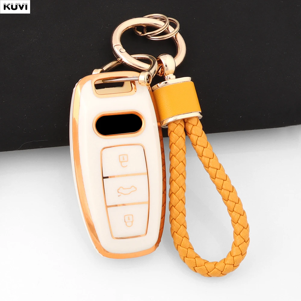 New TPU Car Remote Smart Key Case Cover For Audi A3 A6 A7 4K A8 E-tron Q5 Q8 C8 D5 SQ8 2018 2019 Holder Bag KeyChain Accessories