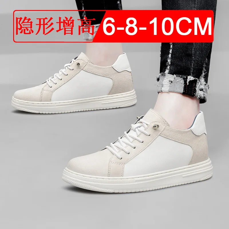 Height Increase Invisible 4 6 8cm Sports Sneakers Elevate Taller Lift Leather White Sneakers Casual Mens Elevator Shoes