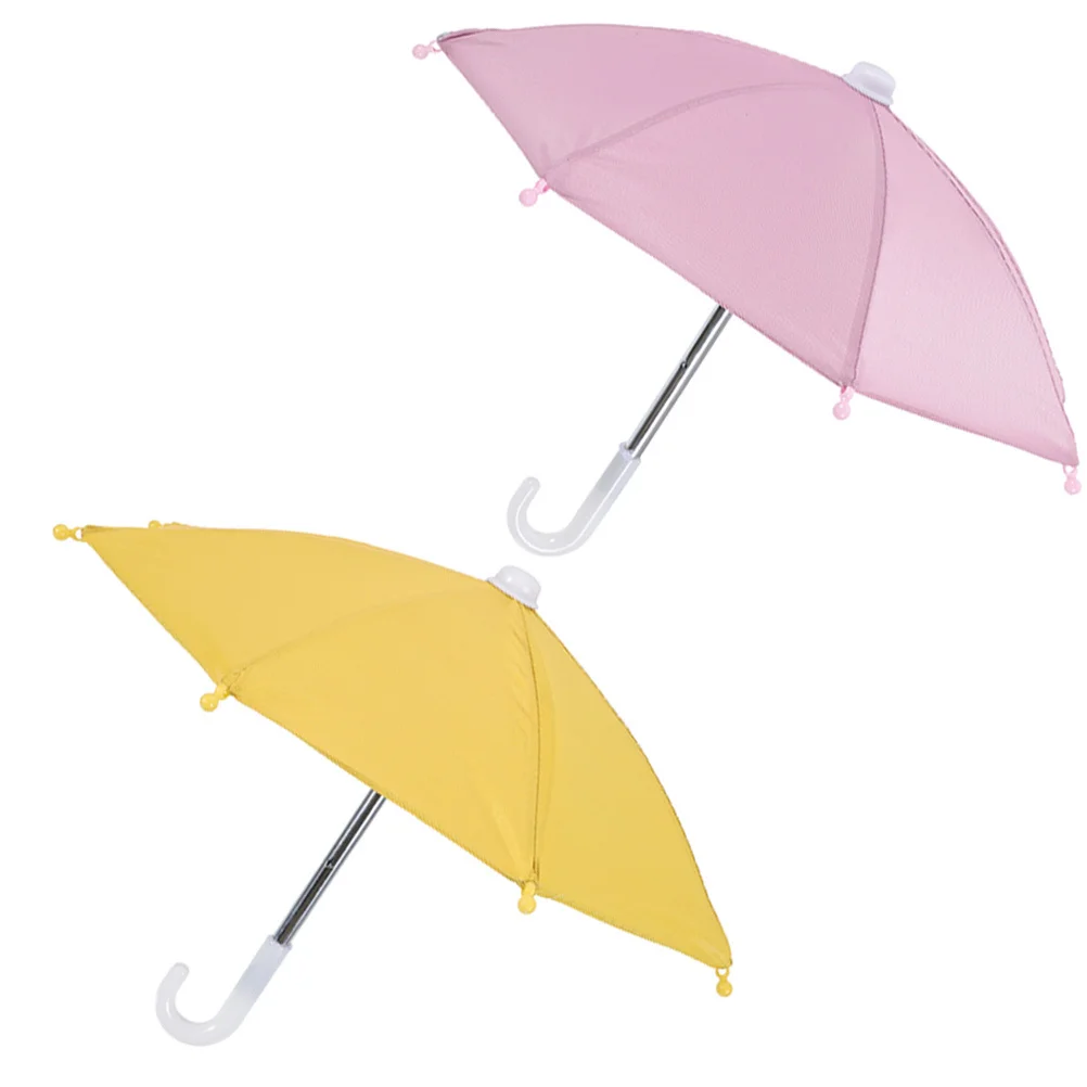 Ombrello per telefono portatile da 2 pezzi Parasole piccolo per parasole pieghevole anti-permeabilità mobile per andare in bicicletta Viaggi all'aperto Compatto