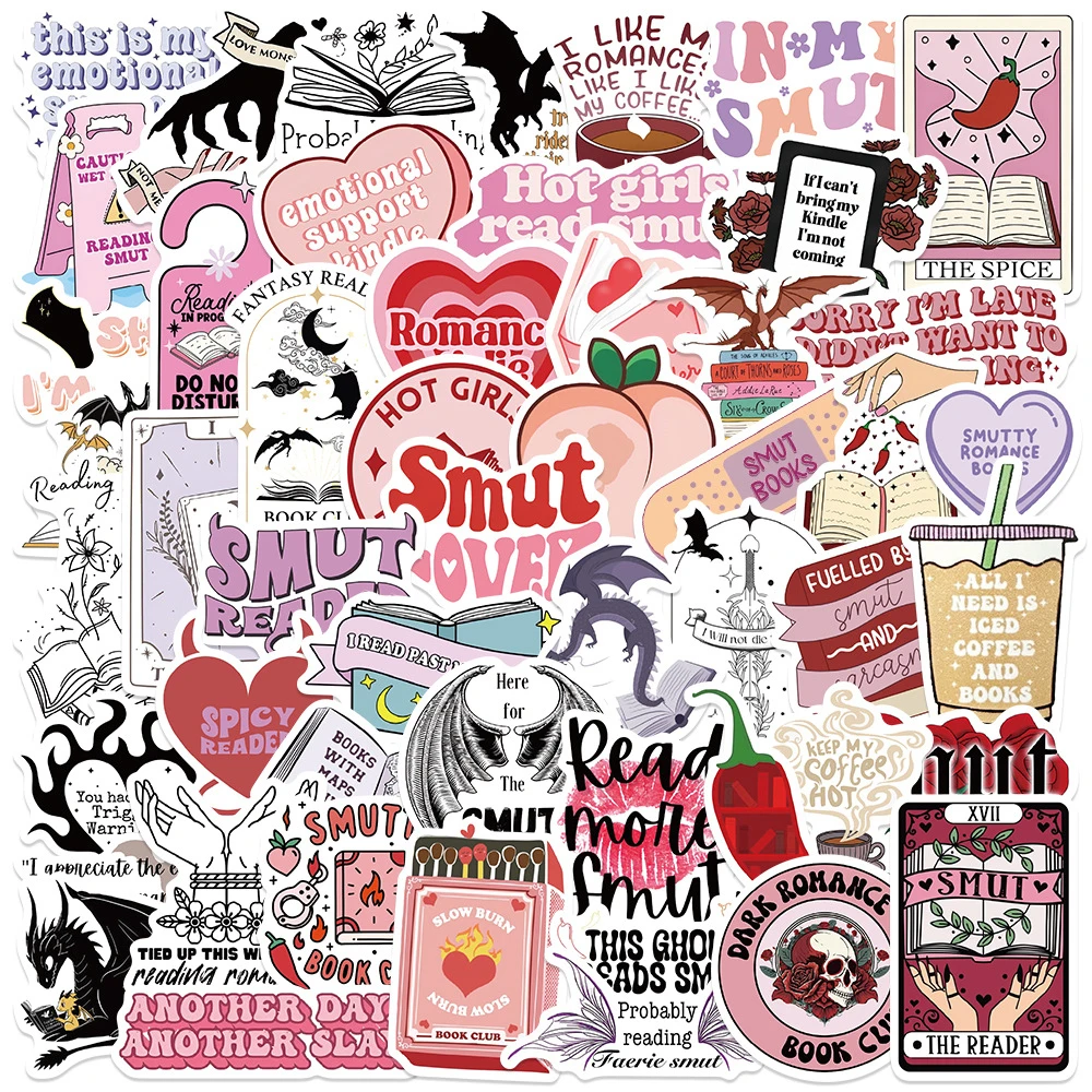 10/30/50pcs Pink Smutty Romance Bookish Stickers Spice Reader Dragon Girl Cartoon Decal Laptop Phone Suitcase Waterproof Sticker