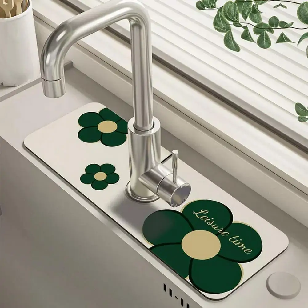 Durable Kitchen Faucet Mat  Natural Texture Fast Drying Kitchen Faucet Pad  Diatom Mud Faucet Splash Catcher