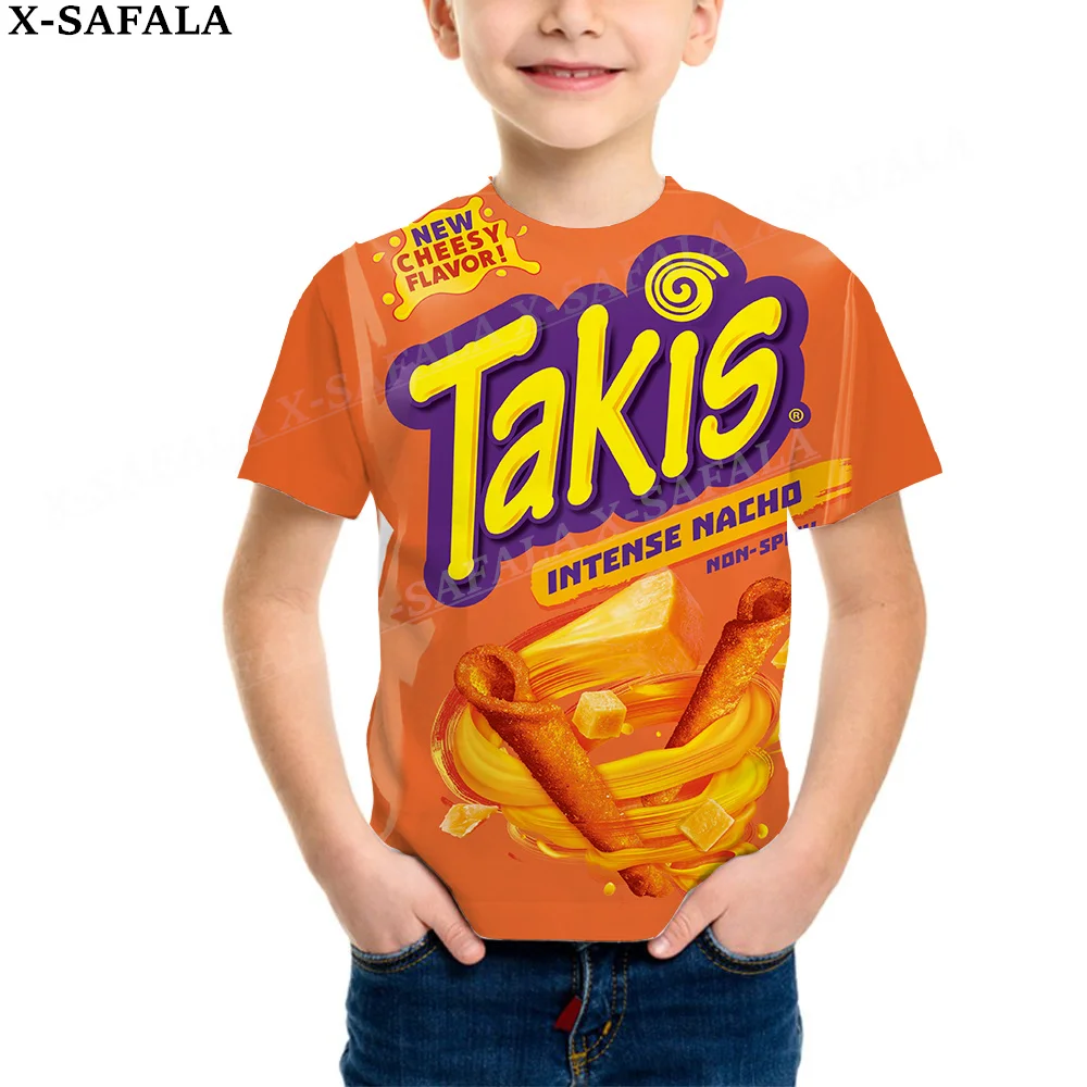 Novelty Funny Chips Takis Food Customized 3D Printed Children Milk Fiber T-shirt Round Neck Boys Girls Kids  Casual Tops-4