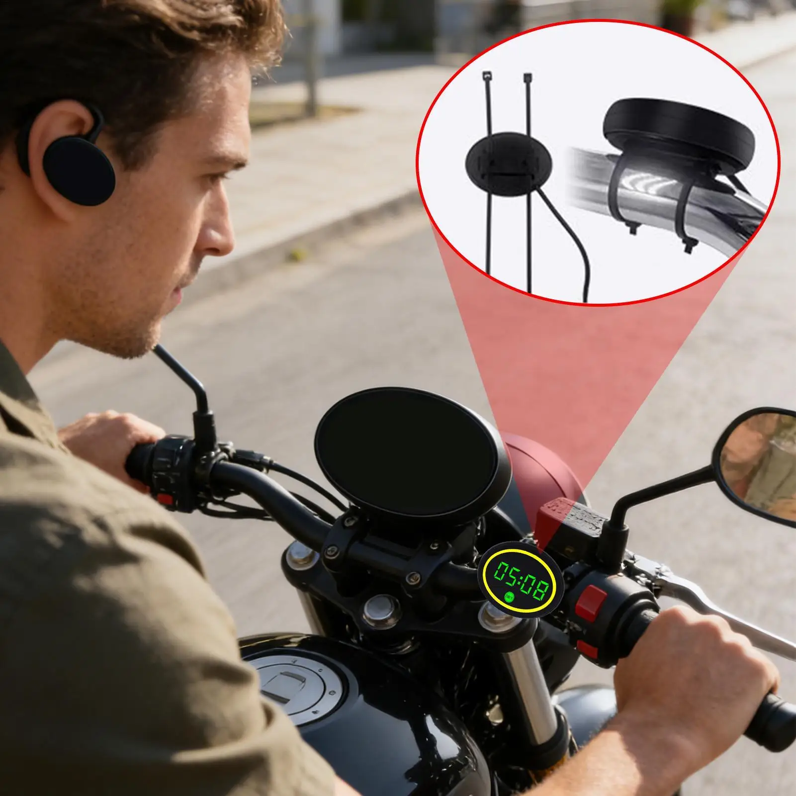 

Часы для мотоцикла, водонепроницаемые светодиодные дисплеи, дисплей напряжения, цифровые часы для мотоцикла для женщин, подростков, любителей велоспорта, поездок на работу