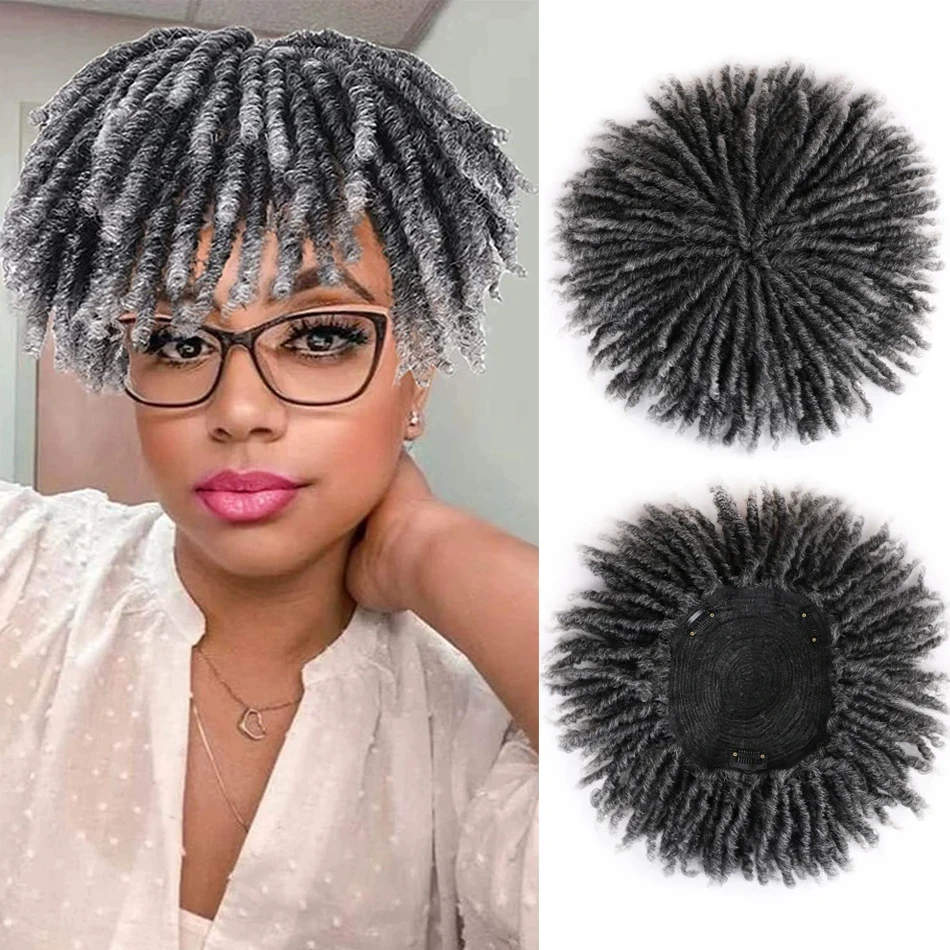 6 Inch Short Dreadlock Wigs Synthetic Braided Half Wig Short Hairpieces Hair Toupee Afro Wigs for Men Black Women