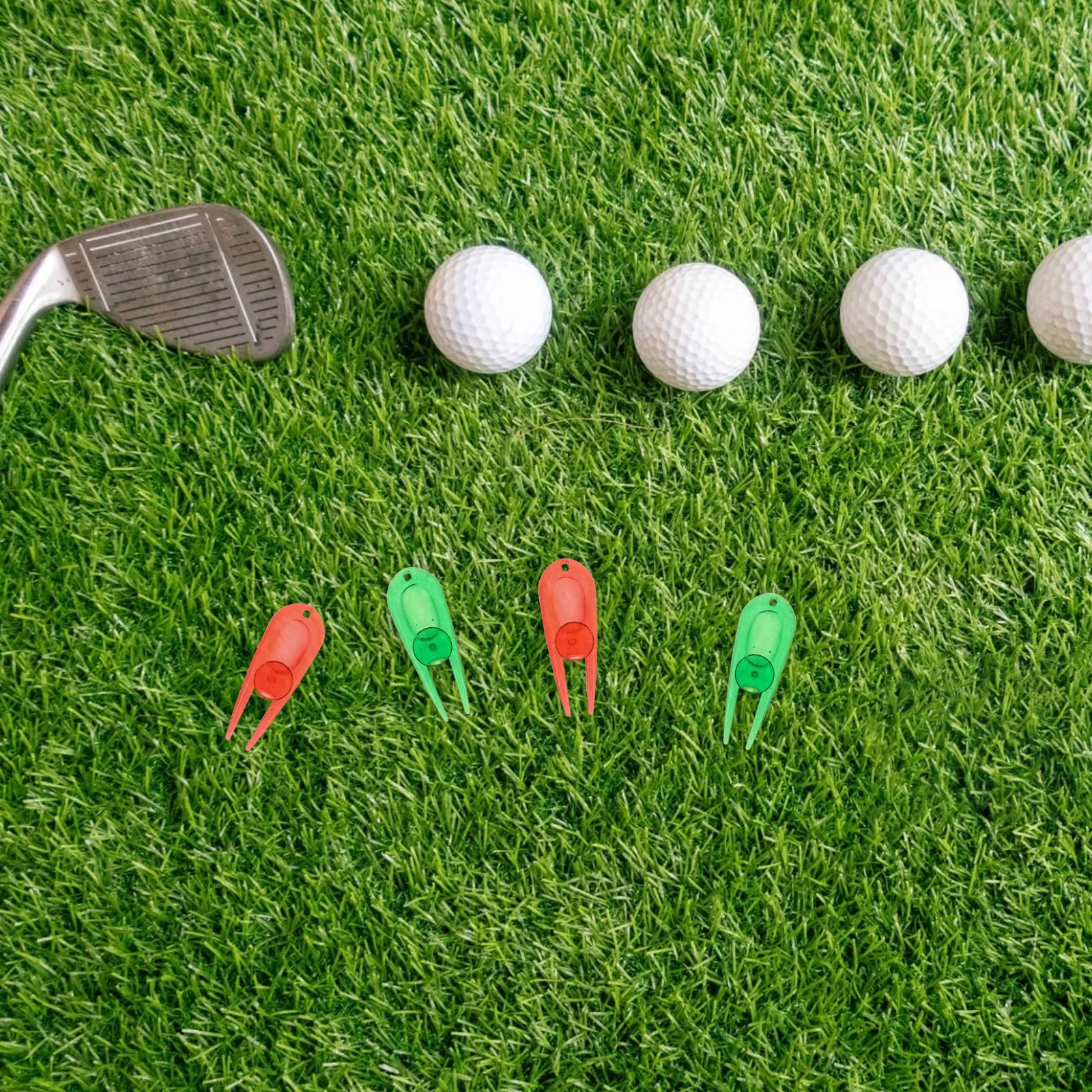 8 個のプラスチックゴルフフォークディボット修復ツールポータブル芝生修正ゴルフグリーンマーカーピッチマークメンテナンスアクセサリー